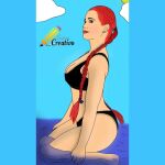  1girl bikini breasts lips red_hair red_lips sea streamer windy_girk youtube youtuber_girl 