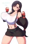  1girl 1girl 1girl big_breasts black_hair clothed_female earring female_focus female_only final_fantasy final_fantasy_vii fingerless_gloves hourglass_figure long_hair nipples nipples_visible_through_clothing ponpo ponytail red_eyes skirt smile solo_female solo_focus tagme tank_top thick_thighs tifa_lockhart video_game_character video_game_franchise 