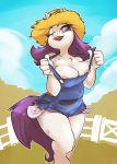  2014 anthro areolae atryl blue_eyes breasts clothed clothing cloud cutie_mark equine female friendship_is_magic fur hair horn horse mammal my_little_pony nipples outside pony purple_hair rarity_(mlp) sky solo unicorn white_fur 