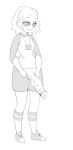 1girl clothed clothed_female disney disney_channel disney_xd female footwear futanari jackie_lynn_thomas monochrome necklace need_color satanicswallow seashell shell short_hair shorts solo_female star_vs_the_forces_of_evil stockings topwear uncolored