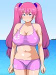  1girl banefan beach breasts female large_breasts ocean pixiv_manga_sample twintails 