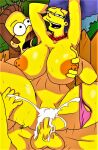  big_breasts cum cum_inside erect_nipples erection marge_simpson ned_flanders panties_around_leg reverse_cowgirl_position spread_legs the_simpsons thick_thighs vaginal 