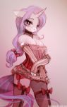  2014 anthro art bedroom_eyes blue_hair bow bows breasts cleavage collar corset crossed_arms cutie_mark elbow_gloves equine female fim fingerless_gloves foxinshadow friendship_is_magic frills gloves hair heart horn horse lace leggings lingerie long_hair looking_at_viewer mlp multicolored_hair my_little_pony necklace original_character pink_eyes pony ponytail purple_eyes purple_hair smile solo standing stockings tail two_tone_hair unicorn zero-sum 