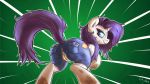  2014 ass blue_eyes butt clothed clothing equine female friendship_is_magic fshydale fur green_background hair horn horse huge_ass looking_back mammal my_little_pony pony purple_hair rarity_(mlp) simple_background solo tail unicorn wardrobe_malfunction white_fur 