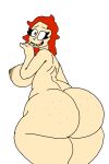  big_ass looking_at_viewer looking_back metalpipe55_(artist) nerdy_female nervous nude red_hair tamara_quezada ugly_female waifuoc-verse 
