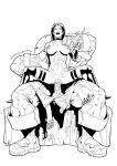  1boy 1girl anal big_penis breasts cain_marko forced juggernaut marvel_comics monochrome muscular_female muscular_male nipples open_fly psylocke redlever reverse_cowgirl_position size_difference spread_legs x-men 