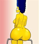  anus ass evilweazel_(artist) marge_simpson nude pussy_lips shaved_pussy sideboob sitting the_simpsons yellow_skin 