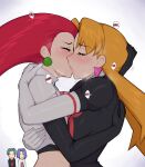  2_girls absurd_res afrobull big_breasts breast_press breasts butch_(pokemon) cassidy_(pokemon) closed_eyes clothed_female earrings embrace female_focus female_only french_kiss french_kissing high_res huge_breasts hugging humans_of_pokemon james_(pokemon) jessie_(pokemon) kissing kojirou_(pokemon) kosaburo_(pokemon) long_hair mature mature_female musashi_(pokemon) nintendo orange_hair patreon patreon_paid patreon_reward pokemon pokemon_(anime) red_hair symmetrical_docking team_rocket team_rocket_uniform video_game_character video_game_franchise yamato_(kantai_collection) yuri 
