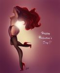  ass breasts garter_belt heart high_heels long_hair nude red_hair solo stockings valentine&#039;s_day 