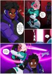  1boy 1girl 1girl alien_girl big_breasts breasts comic dark-skinned_male english_text five_(outlaw) hunter_(outlaw) long_hair male male/female patreon patreon_paid patreon_reward solo_female text tovio_rogers 