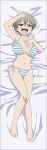  ass bed bikini blush breasts dakimakura dakimakura_design gigantic_breasts hips huge_ass huge_breasts looking_at_viewer mocking navel open_mouth sheets smile thick_thighs thighs uzaki-chan_wa_asobitai! uzaki_hana wide_hips 