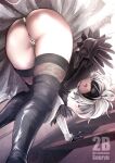 1girl ass bent_over big_ass blindfold cameltoe clothed_female dat_ass female_focus female_only high_res nier nier:_automata panties short_hair solo_female solo_focus souryu stockings video_game_character video_game_franchise white_hair yorha_2b yorha_no._2_type_b