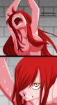  breasts convenient_censoring erza_scarlet fairy_tail hair hair_over_one_eye large_breasts nude red_hair sweat 