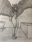 abs breasts dc_comics dc_super_hero_girls dc_super_hero_girls_(2015) hawkgirl kendra_saunders monochrome nude sketch wings