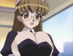  beautiful breast_hold breasts glasses happy m&oslash;use maid nude screencap smiles yayoi_kuribayashi 