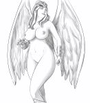 artist_request breasts dc_comics dc_super_hero_girls dc_super_hero_girls_(2015) hawkgirl kendra_saunders monochrome nude source_request thicc wings