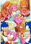 1boy 2girls amy_rose bbmbbf comic cum cum_in_mouth doggy_position fellatio female/female ffm_threesome group_sex hetero male/female mobius_unleashed oral palcomix sega sex sonic sonic_(series) sonic_adventure sonic_the_hedgehog sonic_the_hedgehog_(series) spitroast strap-on text threesome tikal_the_echidna vaginal_insertion yuri