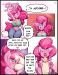  1girl 2016 anthro anthrofied areola blush breasts closed_eyes clothed clothing comic cutie_mark dialogue disembodied_penis earth_pony english_text equine friendship_is_magic furry hair highres horse male male/female mammal my_little_pony navel nipples nude penis pink_hair pinkie_pie_(mlp) pony sanders testicles text vein 