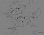  2014 amy_rose anthro bed bottomless breasts english_text female furry hair hedgehog horny licking licking_lips monochrome navel pillow presenting presenting_pussy pussy sega smile solo sonic_(series) text theboogie tongue 