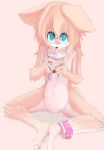  blue_eyes canine cup drinking female fox freckles furry hi_res looking_at_viewer nude ooku pink_background simple_background sitting solo strawberry 