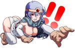 artist_request big_breasts blue_hair dragon_quest dragon_quest_iii glasses megane nipples red_eyes sage_(dq3) topless