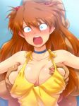  1boy 1girl asuka_langley_souryuu bare_shoulders big_breasts blue_eyes blush breast_grab breasts choker cleavage constricted_pupils dress duplicate erect_nipples faceless faceless_male female fondle grabbing grabbing_from_behind grope groping hairu hand_under_clothes hands_under_clothes hands_under_clothing hetero large_breasts long_hair male molestation neon_genesis_evangelion nipple_slip nipple_tweak nipples no_bra open_mouth orange_hair outstretched_arms shocked solo_focus spread_arms surprise surprised upset wide_eyed yellow_dress 