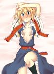  1girl alice_margatroid bed blonde_hair blue_eyes blush face female from_above hairband lying on_back open_clothes open_shirt shirt short_hair solo tears touhou uro 