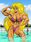 1girl beautiful_muscle_girl_tetsuko_(webcomic_series) bikini dcmatthews muscular muscular_female swimming_pool tetsuko_breckenridge