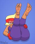  ass barefoot blonde_hair carol carol_kincaid cartoon_network cleavage eyes_half_open feet foot_fetish jumpsuit mr._chase_comix ok_k.o.!:_let&#039;s_be_heroes red_gloves red_headband soles toes 