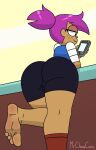 1girl ass blush boot cartoon_network enid enid_mettle female_only foot foot_fetish mr._chase_comix ok_k.o.!_let&#039;s_be_heroes shorts smartphone sole solo_female thighs toes violet_hair