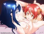  2girls blue_eyes blue_hair blush breasts censored clitoris cunnilingus dated erect_clitoris eye_contact female friends futaba_aoi_(vividred_operation) ginko_(silver_fox) hairband isshiki_akane long_hair looking_at_another multiple_girls nipples nude open_mouth oral pussy pussy_juice short_hair smile spread_legs spread_pussy tongue twintails vividred_operation yuri 