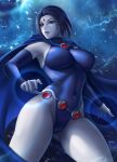  1girl 1girl 1girl alternate_version_available big_breasts big_breasts breasts dc_comics female_only flowerxl highleg_leotard leotard raven_(dc) teen_titans 