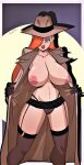  1girl big_breasts breasts clothed_female disney female_focus female_only garter_straps gewd-boi gloves hair_over_one_eye hat huge_breasts jessica_rabbit long_hair looking_at_viewer mature mature_female nipples open_clothes red_hair solo_female solo_focus stockings toon_character trench_coat trenchcoat who_framed_roger_rabbit 