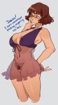  big_breasts breasts brown_hair glasses lingerie nightgown pork_loins pubic_hair scooby-doo see-through_clothes velma_dinkley 