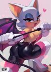  &lt;3 1girl 1girl anthro ass breasts chiropteran clothed clothing dat_ass eyelashes eyeshadow fangs holding_object holding_whip looking_at_viewer makeup mammal membrane_(anatomy) membranous_wings open_mouth popodunk rouge_the_bat sega side_boob sonic_the_hedgehog_(series) whip wings 