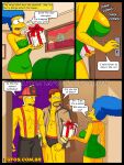  1girl 2boys ass breasts comic female male marge_simpson text the_simpsons 