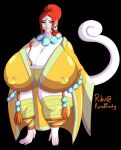  anthro gigantic_ass gigantic_breasts hourglass_figure kemono monkey necklace orange_hair riku tail white_skin yellow_eyes 