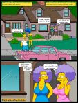  1boy 3_girls breasts comic female homer_simpson male marge_simpson text the_simpsons 