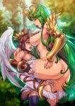  1boy 1girl age_difference angel_wings ass before_sex big_breasts breasts clothed_male_nude_female feet goddess green_hair green_nails huge_cock kid_icarus larger_female long_hair male male/female mature mature_female nail_polish nipples older_female open_mouth outside palutena penis pit pit_(kid_icarus) reiq sideboob solo_female stockings tongue_out vaginal_penetration video_game_character video_game_franchise wings younger_male 