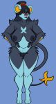 big_ass big_breasts black_fur black_hair blue_skin feline luxray milf pokemon pokemorph pubic_hair seductive sketchybug tail tamayo_(oc)