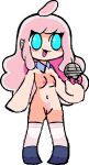  bad_drawing_skills blue_eyes blush cloud_(friday_night_funkin) cyan_eyes friday_night_funkin long_socks microphone open_mouth pink_hair shoes 