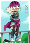 1girl blonde blonde_hair clothed clothes clothing disney disney_channel disney_xd female_only freckles jackie_lynn_thomas outdoor outside outside short_hair skater skater_girl sportswear star_vs_the_forces_of_evil tomboy wide_hips zaicomaster14 