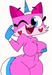 1girl anthro breasts looking_at_viewer thicc unikitty unikitty_show_(copyright) winking_at_viewer