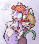 2girls breast_grab catgirl female francine_manx furry huge_breasts pizzacat polly_esther purple_fur samurai_pizza_cats