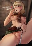  1girl anus ashley_graham ashley_graham_(brooke_elizabeth_mathieson) blonde_hair breasts calling_out_name capcom english_text inviting_to_sex loodncrood nipples panties panties_aside pussy resident_evil resident_evil_4 short_hair speech_bubble text white_panties 