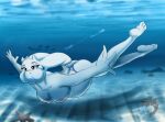 1girl anthro beach breasts breath_holding female female_anthro female_only goat naked naked_female nude nude_female panties solo solo_female swimming tagme the-blub-meister topless topless_female toriel undertale undertale_(series) underwater
