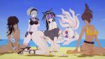 16:9 5girls anime ass bare_shoulders beach before_sex belly belly_button big_breasts black_hair blue_sky breasts brown_hair danganronpa feet hentai high_heels light-skinned light-skinned_female light_skin long_hair looking_at_another looking_at_viewer medium_breasts partially_clothed sand sandals shoulders tanned tanned_skin teen vacation white_hair