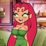 1girl ai_generated big_ass big_breasts cafe cartoon_network cats62 dc_comics iced_latte_with_breast_milk koriand&#039;r meme pink_hair stable_diffusion starbucks starfire tagme teen_titans teen_titans_go young_adult 