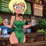  1girl ai_generated big_ass big_breasts blonde_hair blue_eyes cartoon_network cats62 dc_comics iced_latte_with_breast_milk karen_starr meme power_girl stable_diffusion starbucks tagme teen_titans_go teen_titans_go_to_the_movies warner_brothers 
