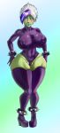 1girl blue_lips boots clothing curvaceous female female_orc footwear full_body high_resolution leotard monster_girl orc platform_footwear platform_heels randomboobguy simple_background solo thigh_boots thighhighs tight_clothes vem warcraft world_of_warcraft